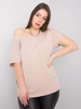 Beżowy t-shirt plus size z bawełny (RV-TS-6297.08P)