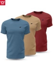 Koszulki męskie 4F bawełniane t-shirt 3PAK zestaw wielopak niebieski/beżowy/czerwony (57915/4FWSS24TTSHM1897-91S 3PAK)