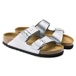 Klapki damskie Birkenstock Arizona Birko-Flor Silver narrow wąskie białe (1012283)