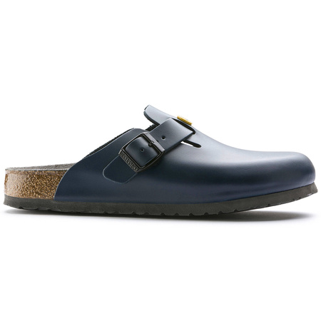 Chodaki damskie Birkenstock Boston ESD Blue skóra naturalna klapki narrow wąskie (0061388)