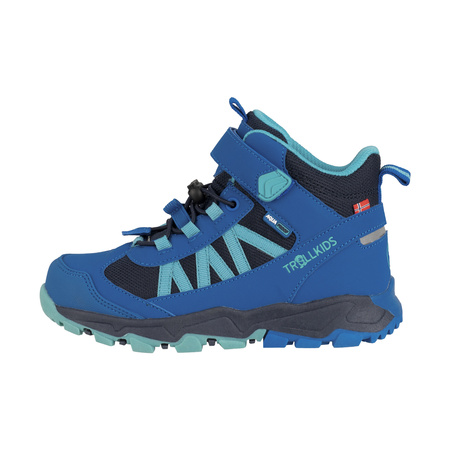 Wodoodporne buty turystyczne dziecięce dla chłopca/dziewczynki Trollkids Kids Tronfjell Hiker Mid cobalt blue/dusky turquoise/dark navy (476-199)