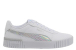 Buty sportowe damskie Puma CARINA 2.0 MERMAID JR modne snealersy z brokatowymi detalami białe (389742-01)