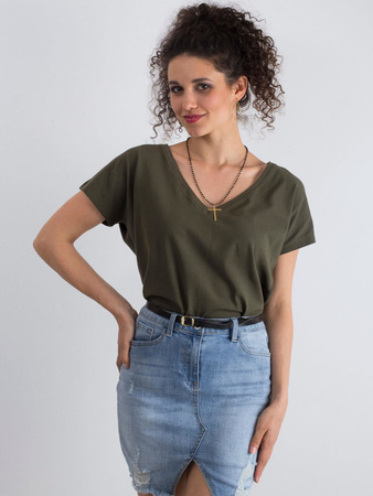 Bawełniany t-shirt V-neck khaki (RV-TS-4832.40P)