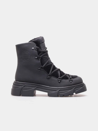 Wyprzedaż - Buty zimowe damskie Big Star ocieplane botki wysokie za kostkę czarne (MM274572)