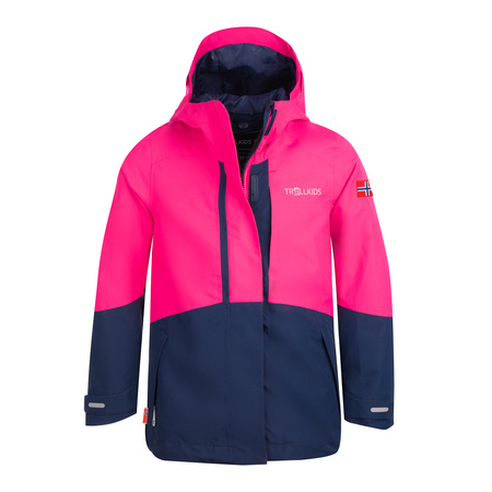 Kurtka przeciwdeszczowa dziecięca dla dziewczynki Trollkids Girls Skaland Jacket navy/magenta (441-114)