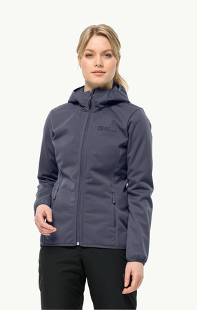 Kurtka przejściowa damska z kapturem Jack Wolfskin Windhain Hoody W softshellowa szara (1307481_6179)