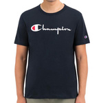 T-shirt chłopięcy Champion Legacy z okrągłym dekoltem granatowy (305908BS501)