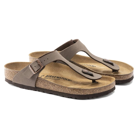 Japonki damskie Birkenstock Gizeh Birko-Flor Nubuck Mocha Mocca narrow wąskie brązowe (043753)