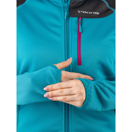 Bluza damska sportowa z kapturem Viking Yosemite Lady treningowa turkusowa (720/24/1232/7046)