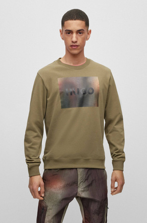 Wyprzedaż - Bluza męska Hugo Boss z bawełaninej dzianiny z nadrukiem zielona (50488906-345)