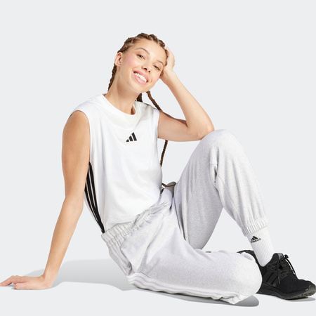 Spodnie damskie adidas Essentials 3-Stripes Fleece Loose-Fit szare (IN6178)