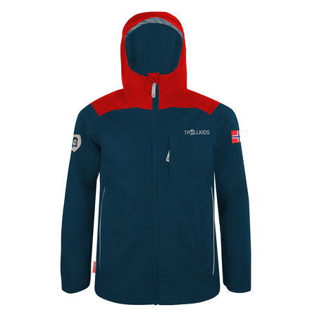 Kurtka przeciwdeszczowa dziecięca dla chłopca/dziewczynki Trollkids Kids Bergen Jacket bright red/mystic blue (610-410)