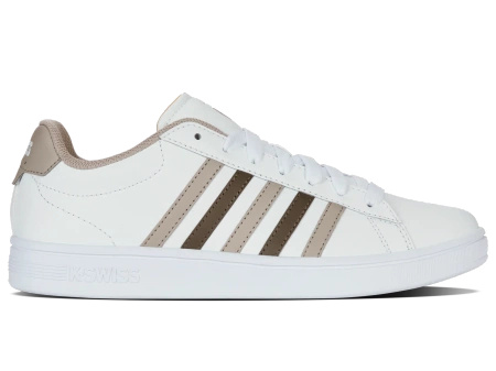 Męskie sneakersy K-Swiss COURT TIEBREAK II WHITE/TAUPE/TEAK/JURASSIC GOLD-M (04413-986-M)