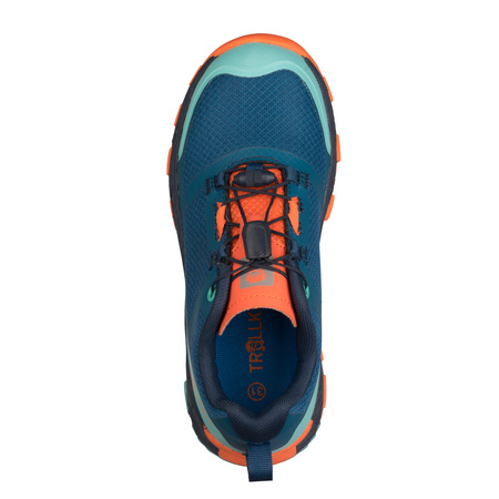 Buty hikingowe dziecięce dla chłopca/dziewczynki Trollkids Kids Sandefjord Hiker XT dusky turquoise/dark navy/glow orange (664-198)