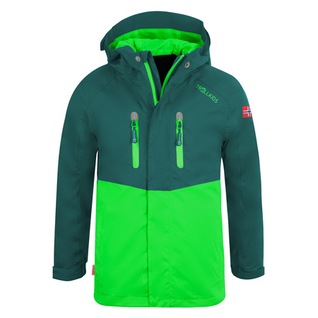 Kurtka przeciwdeszczowa dziecięca dla chłopca/dziewczynki Trollkids Kids Nusfjord Jacket dark green/bright green (420-308)