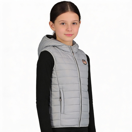Bezrękawnik Geographical Norway VATIKA HOOD EO GIRL 233 jasnoszary dla dziweczynki (WW2008E/GNO-Light Grey)