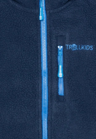 Kurtka polarowa z kapturem dziecięca Trollkids Kids Mandal Jacket zimowa granatowa (357-117)