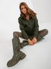 Khaki dresowa rozpinana bluza basic z kieszeniami RUE PARIS   (CT-BL-F-621087.09)