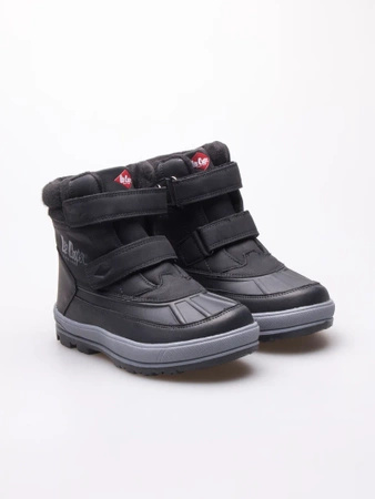 Buty zimowe dziecięce Lee Cooper black ocieplane śniegowce na rzepy czarne (LCJ-23-01-2057K)