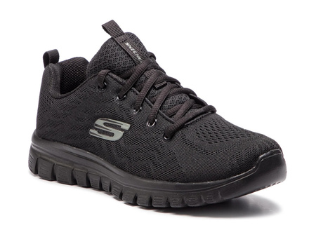 Buty sportowe damskie Skechers GRACEFUL GET CONNECTED przewiewne siateczkowe czarne (12615WBBK)