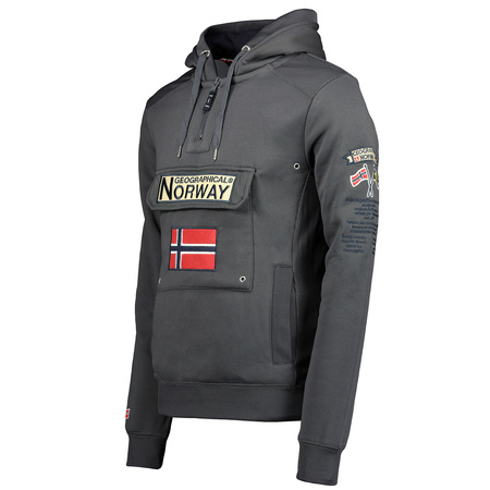 Bluza sportowa męska Geographical Norway Gymclass DB MEN 100 z kapturem szara (WU4190H-GN-DARKGREY)/WY10088H/GN