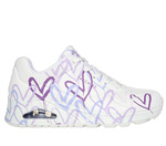 Buty sportowe damskie Skechers Uno Spread The Love serduszka sneakersy białe (155507-WLPR)