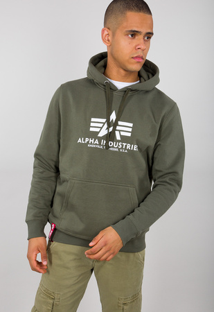 Bluza męska z kapturem Alpha Industries Basic Hoody kangurka zielona (178312-142)