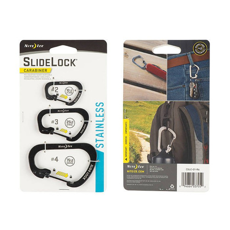 Nite Ize - SlideLock Carabiner Set #2  #3  #4 - Czarny (CSLC-01-R6)