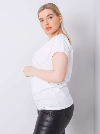 Biały t-shirt plus size z bawełny (RV-BZ-6327.67)