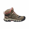 Wyprzedaż - Buty trekkingowe damskie Keen Ridge Flex Mid WP Timberwolf/Brick Dust wodoodporne oddychające brązowe (KE-1024921)