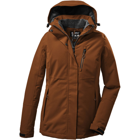 Wyprzedaż - Kurtka z kapturem outdoorowa damska Killtec KOW 140 techniczna parka zimowa brązowa (37411/302)