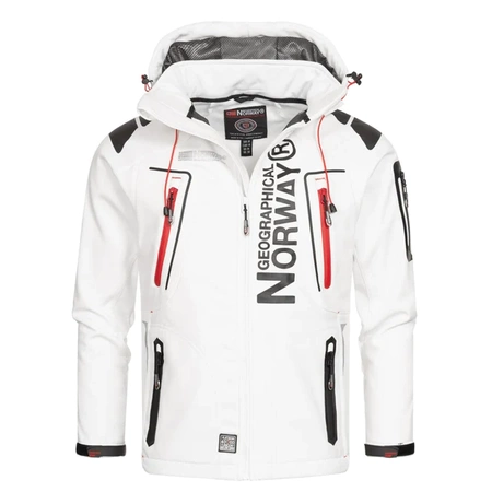 Kurtka sportowa męska Geographical Norway Techno MEN 056 BS3 szybkoschnąca z kapturem biała (WU1060H/GN)