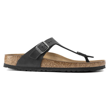 Japonki damskie/męskie Birkenstock Gizeh NU Oiled Black Regular olejowana skóra na szeroką stopę (0845251)