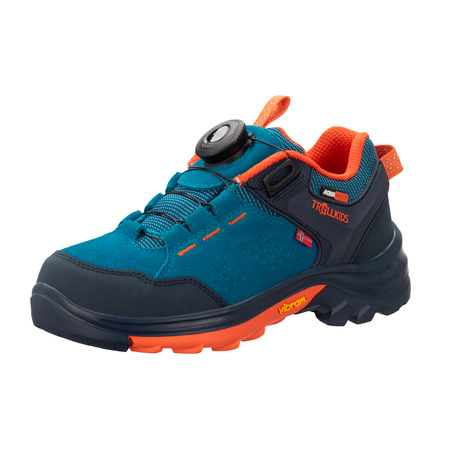 Wodoodporne buty turystyczne dziecięce dla chłopca/dziewczynki Trollkids Kids Gjende Hiker Low atlantic blue/dark navy/glow orange (662-197)