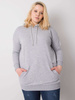 Szara melanżowa bawełniana bluza plus size z kapturem (RV-BL-6338.19X)