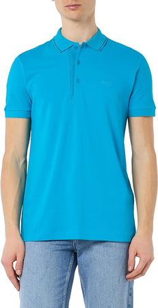 Koszulka Polo męska BOSS Paule 4 Turquoise/Aqua bawełniana slim fit turkusowa (50506195-442)