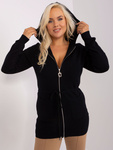 Czarny rozpinany sweter plus size z kapturem   (PM-SW-PM-3735.25X)