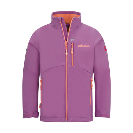 Kurtka softshell dziecięca dla dziewczynki Trollkids Girls Balestrand Jacket mallow pink/papaya (617-242)