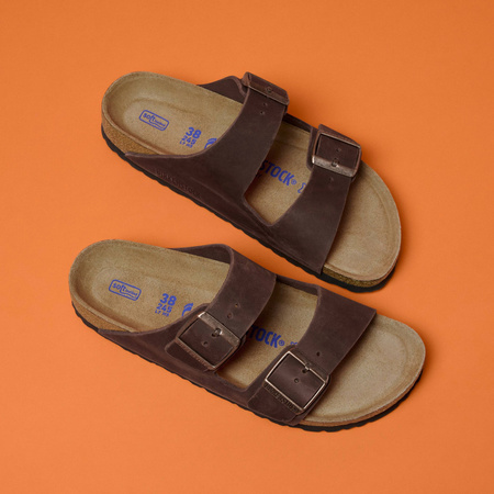 Klapki Birkenstock Arizona Soft Footbed Oiled Leather Habana regular szerokie męskie/damskie (452761)