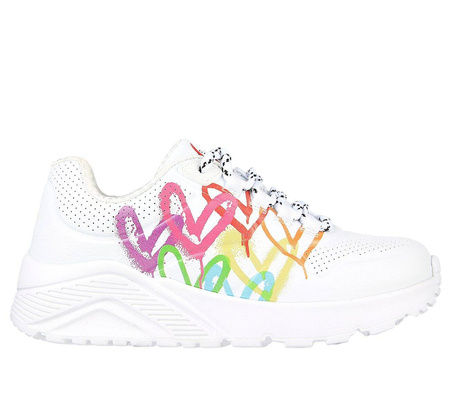 Sneakersy dziewczęce Skechers Uno Lite Love Brights serduszka buty sportowe białe (314061L-WMLT)