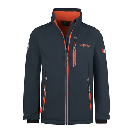 Kurtka softshell dziecięca dla chłopca/dziewczynki Trollkids Kids Balestrand Jacket dark navy/glow orange (618-110)