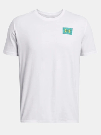Koszulka bawełniana męska UNDER ARMOUR Color Block Logo​ Left Chest z krótkim rękawem biała (1382828-100 )