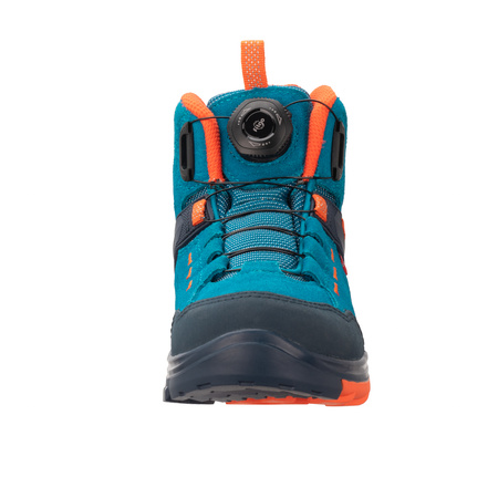 Wodoodporne buty turystyczne dziecięce dla chłopca/dziewczynki Trollkids Kids Gjende Hiker Mid atlantic blue/dark navy/glow orange (661-197)