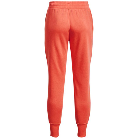 Spodnie sportowe damskie Under Armour UA Rival Fleece joggery dresowe pomarańczowe (1356416-877)