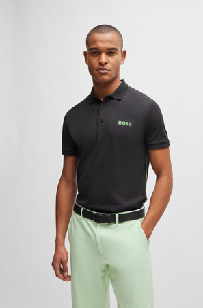 Wyprzedaż - Koszulka Polo męska BOSS Paule Charcoal slim fit czarna (50512789-016)