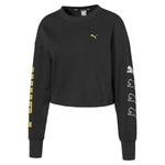 Bluza sportowa damska PUMA REBEL CREW SWEAT TR krótki krój nierozpinana z logo na rękawach czarna (581755-51)