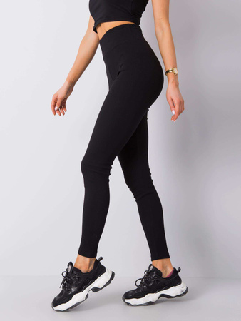 Czarne legginsy basic w prążek (RV-LG-6379.11X)