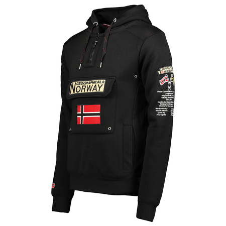 Bluza sportowa męska Geographical Norway GYMCLASS BLACK DB MEN 100 z kapturem czarna (WU4185H-GN-BLACK)