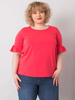 Koralowa bluzka plus size z ozdobnymi rękawami (RV-BZ-6635.18X)