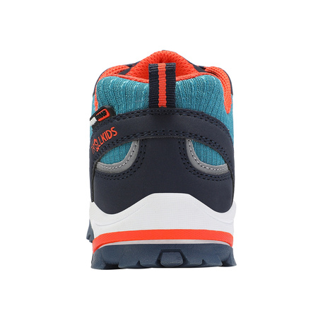 Wodoodporne buty turystyczne dziecięce dla chłopca/dziewczynki Trollkids Kids Trolltunga Hiker Low atlantic blue/dark navy/glow orange (155-197)